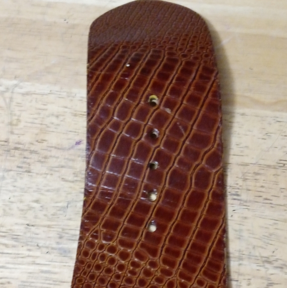 🇺🇸📿EXPRESS CROC STYLE LEATHER 🏩🎊 BELT MADE IN THE U.S.A. 3" WIDE. - Picture 12 of 14